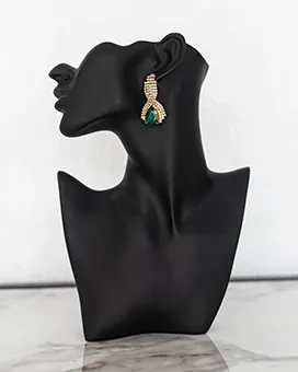Vintage Style Earrings with Emerald and Crystals