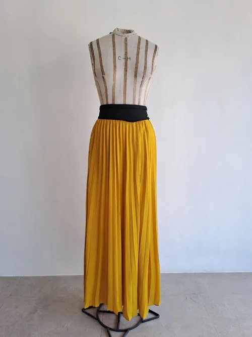Ochre Yellow Plisee Skirt