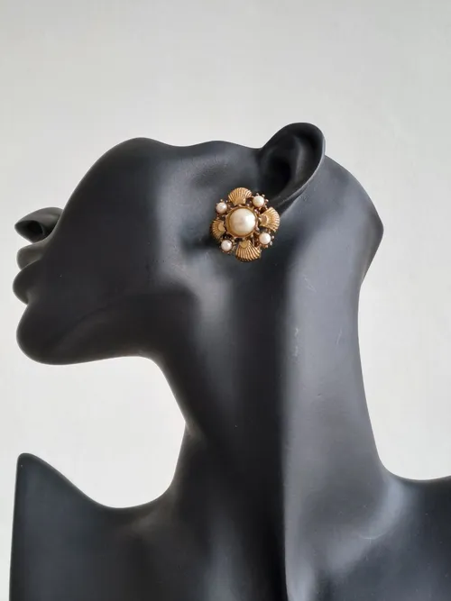 Victorian Gold and Pearl Clip-on Earrings