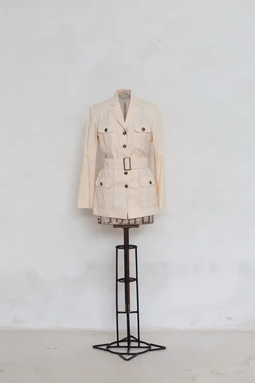Cream belted safari jacket