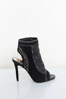 Black Stiletto Shoe with Braided Inserts