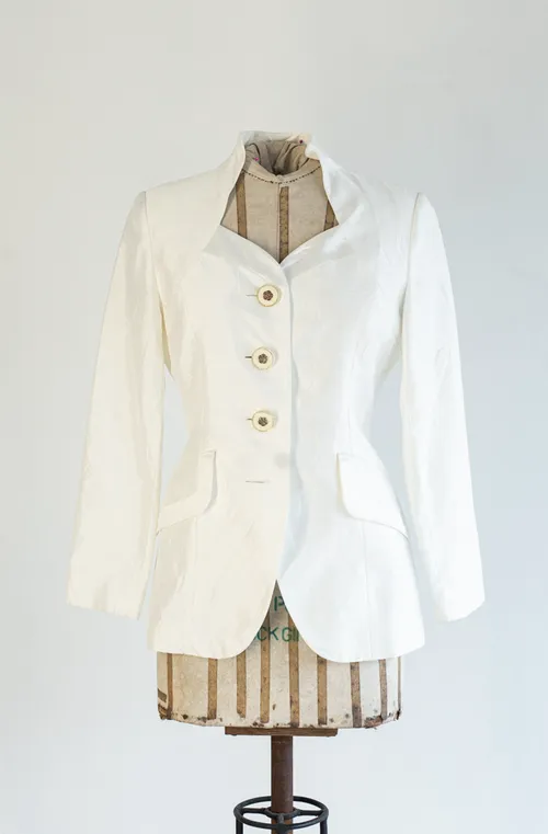 White Vintage Jacket with Cinched Waist