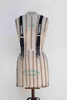 Black Suspenders with Chanel Print