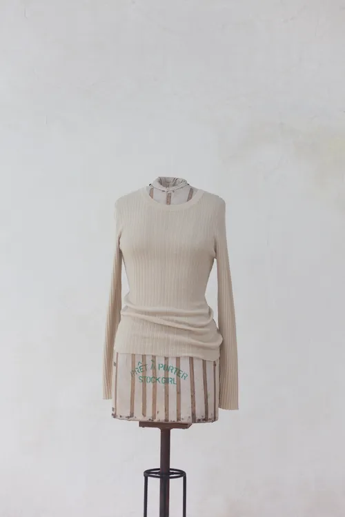 Beige Round Neck Knitted Sweater