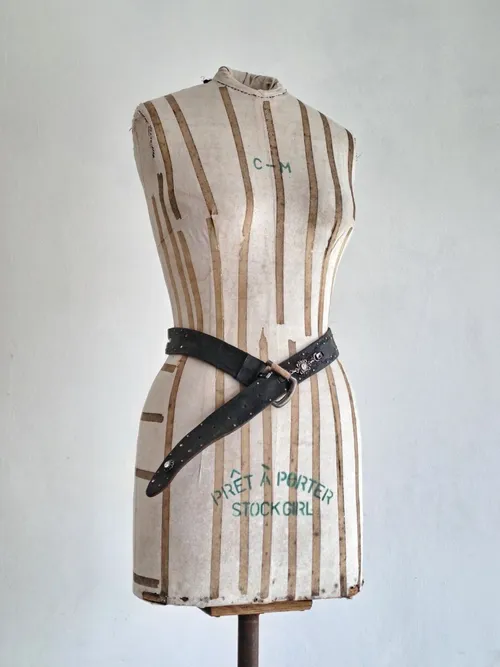 Silver Rhinestone Black Leather Belt