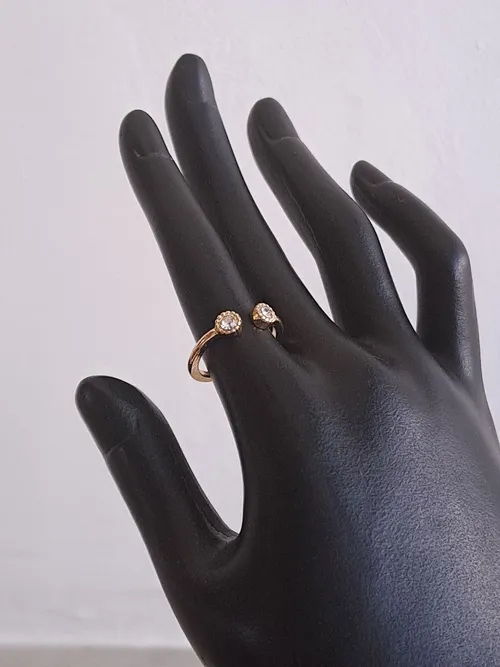 Two Diamond Dots Gold Ring
