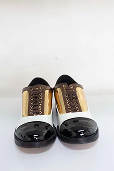 Chanel Black, Gold and White Derby Shoe