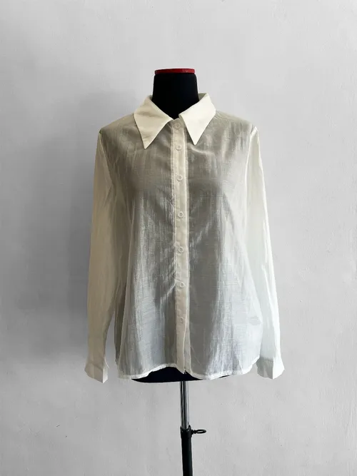 White Shirt with Bow Back Tie