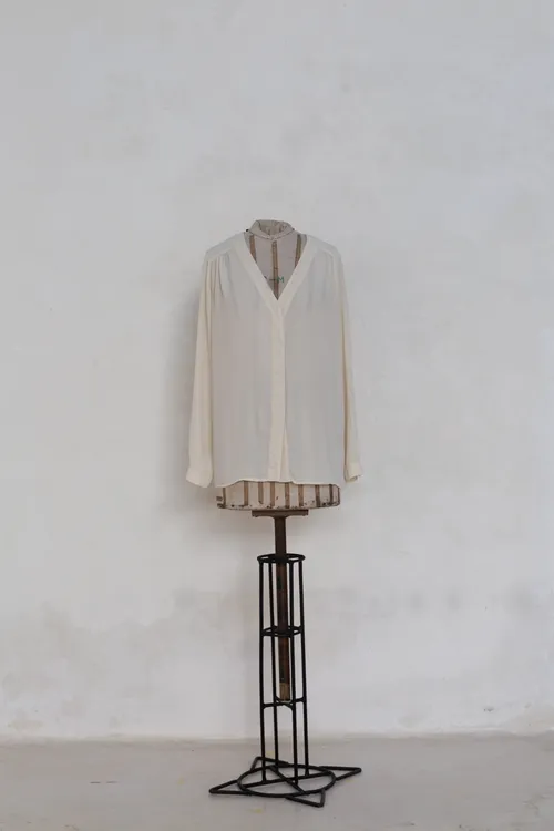 V-Neck Cream Blouse