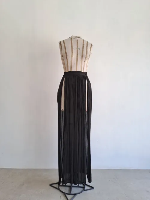 Two Side Skirt Maxi Long Black Skirt