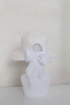 White Straw Hat with White Band 