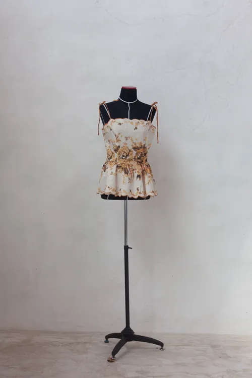 Cream Camisole with Yellow Floral Prints