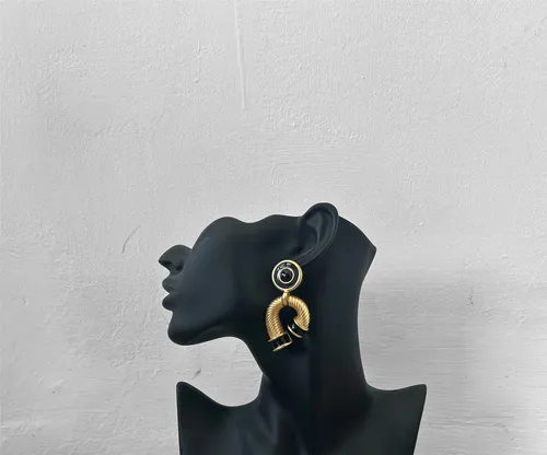 Retro Twist Gold and Black Earrings
