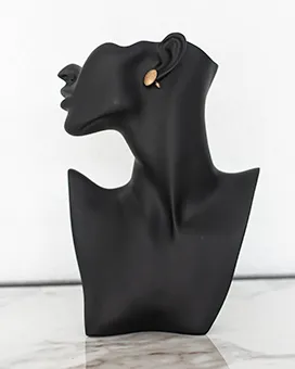 Round Oval Gold Stud Earrings