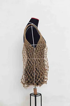 Brown String Mesh Bag