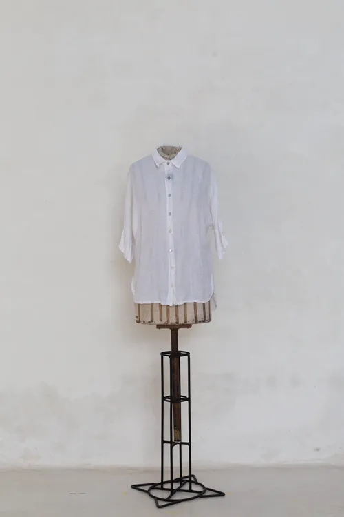 White Linen  3/4 Sleeved Shirt