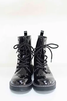 Black Glossy Lace up Boots