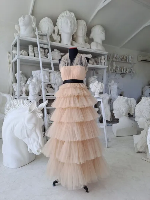 Pink Salmon Ruffle Gown