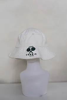 White Bucket Hat with Tennis Logo