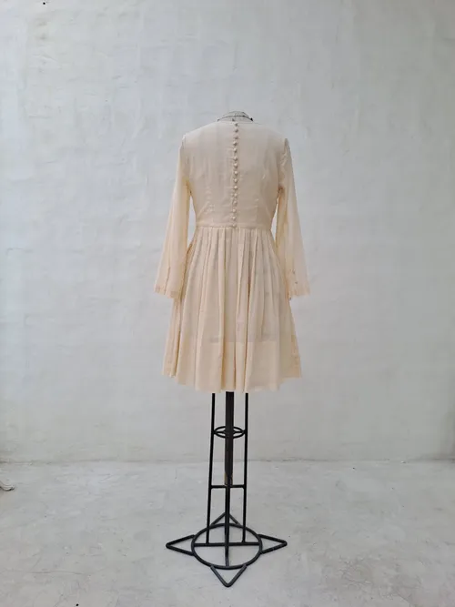 Innika Choo Pale Peach Long Sleeve Dress with Square Pattern