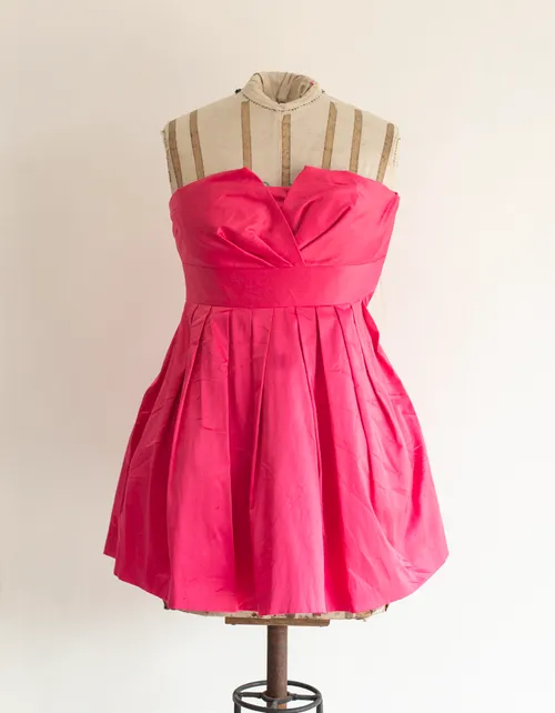 Fuschia Pink Strapless Vintage Top