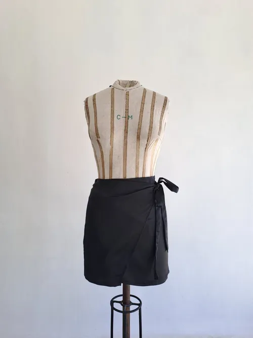 Black Silk Wrap Skirt 