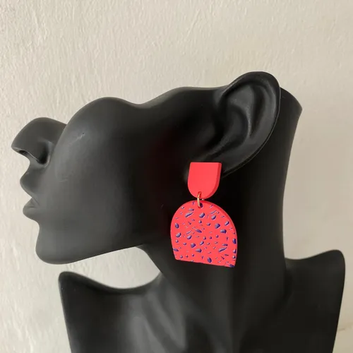 Pink Textured Clay Drop Earrings
