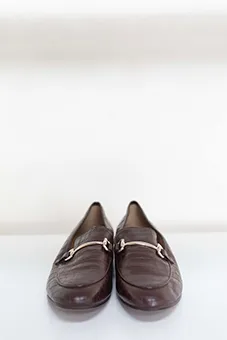 Brown Snakeskin Loafers with Silver Buckles