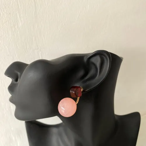 Vintage Rose and Brown Quartz Earrings