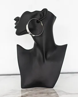 Wide Hoop Silver Earrings