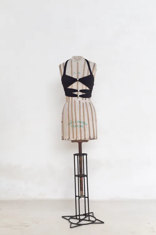 Black Cutout Halter Neck Top with Gemstones