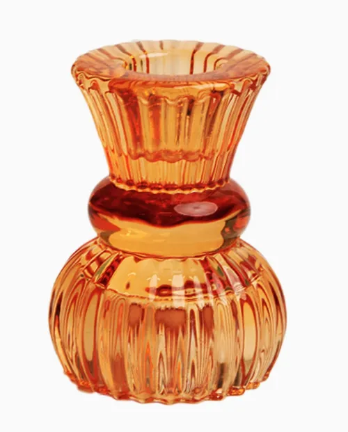 Small Orange Glass Candle Holder