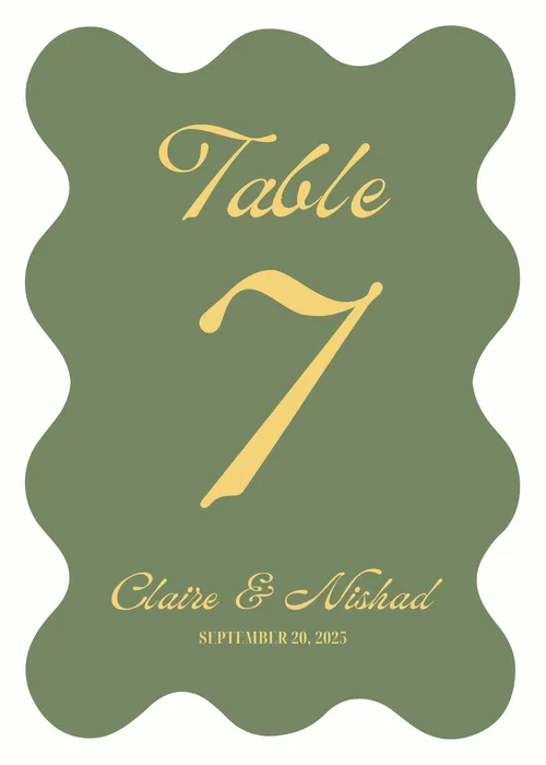 Table Number Tent Card