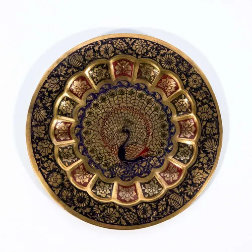 Vintage Indian Peacock Plate Tray