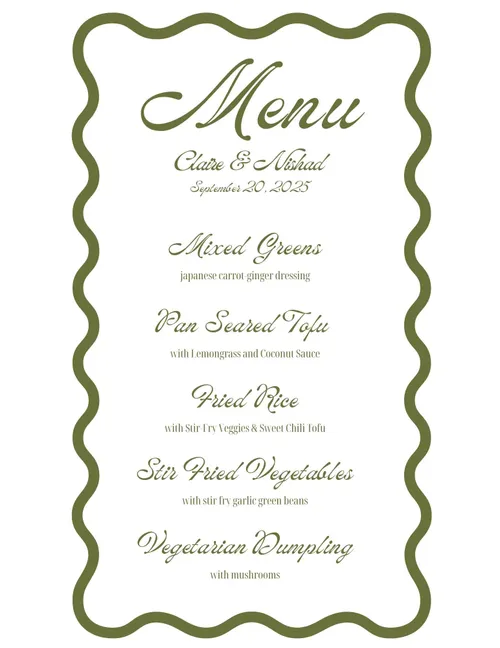 Scalloped Foiled Menu Card