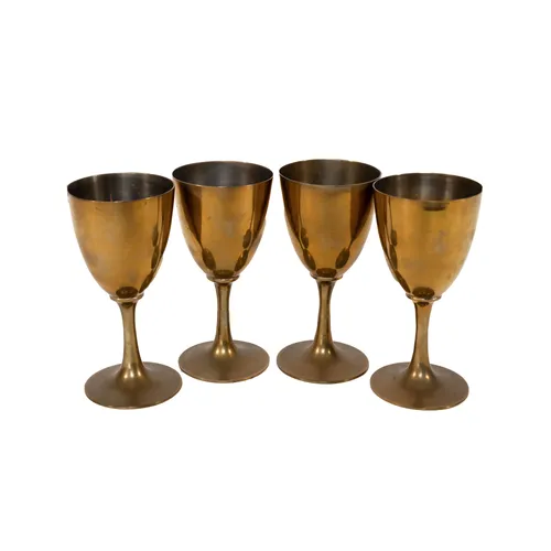 Vintage Brass Tone Metal Goblets