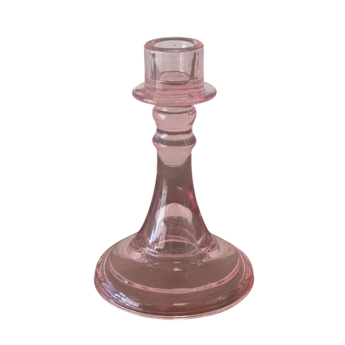 Pink Glass Candlestick