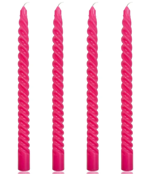 Hot Pink Spiral Taper Candle