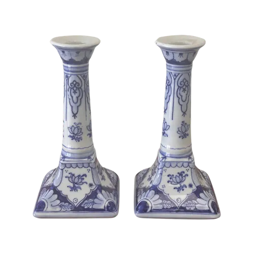Blue & White Chinoiserie Candlesticks