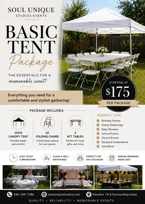 Basic Tent Package(Chairs and Tables Included)
