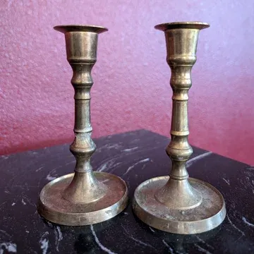 BC17 brass round bottom candlestick pair of 2