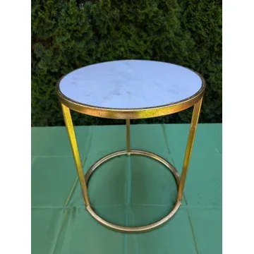 F20 short white marble & gold metal side table