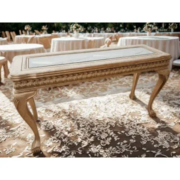 F13 glass top gold altar table