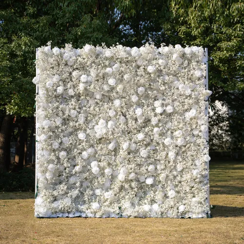 BD1 8ftx8ft white rose & baby's breath backdrop