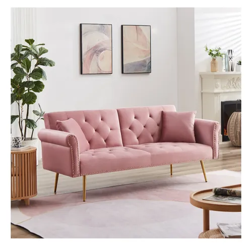 F6 pink velvet sofa 