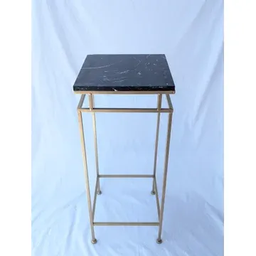 F18 tall black marble & gold metal side table