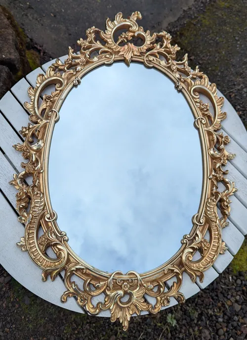 M2 oval ornate gold mirror 29x19