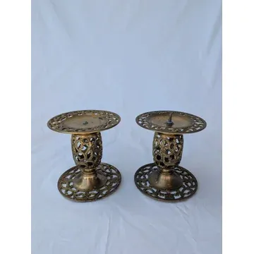 BC27 Short brass pillar candle holder