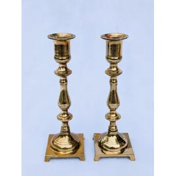 BC16 brass square bottom candlestick pair of 2