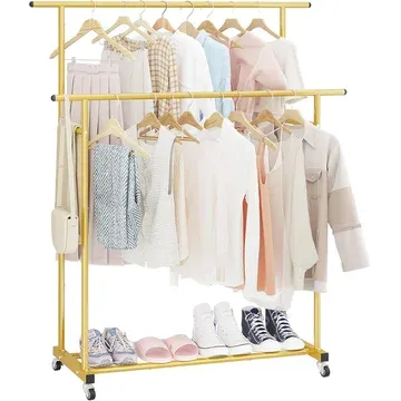 F14 gold coat rack with velvet hangers